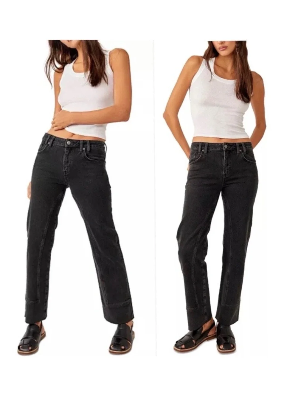 Free People Risk Taker high rise straight Jean Black size 31